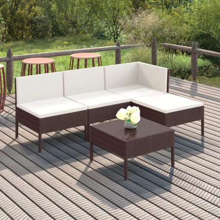 5-piece garden furniture set and brown synthetic rattan cushions by vidaXL, Garden sets - Ref: Foro24-3094363, Price: 419,20 ...