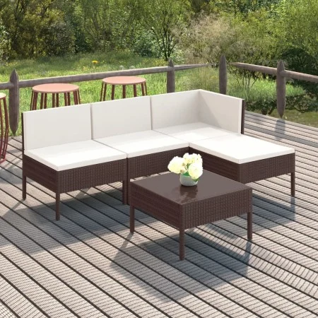 5-piece garden furniture set and brown synthetic rattan cushions by vidaXL, Garden sets - Ref: Foro24-3094363, Price: 412,42 ...