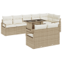 Conjunto de Sofá de Jardín de 9 Piezas con Cojines Beige Ratán Poliéster de , Sofás de exterior - Ref: Foro24-3357584, Precio...