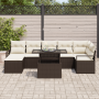 Sofás de Jardín de 8 Piezas con Cojines Marrón Ratán Polímero de , Sofás de exterior - Ref: Foro24-3357601, Precio: 548,59 €,...
