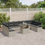 Conjunto de Sofás de Jardín de 11 Piezas con Cojines Gris Claro Poliratán de , Sofás de exterior - Ref: Foro24-3357635, Preci...