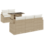 Conjunto de Sofá de Jardín de 6 piezas con cojines beige ratán poliéster de , Sofás de exterior - Ref: Foro24-3357654, Precio...
