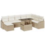 Conjunto de Sofá de Jardín de 9 Piezas con Cojines Beige de Rattan Sintético de , Sofás de exterior - Ref: Foro24-3357794, Pr...