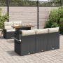 Set de Sofás de Jardín de 6 piezas con Cojines Negro Ratán Poliéster de , Sofás de exterior - Ref: Foro24-3358007, Precio: 48...
