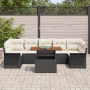 Conjunto de Sofá de Jardín  de 8 Piezas con Cojines Negro Poliratán | Foro24.es | Tu tienda online para hogar, jardín y más Foro24.es