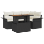 Conjunto de Sofá de Jardín de 5 Piezas con Cojines Negro Ratán Poliéster de , Sofás de exterior - Ref: Foro24-3358063, Precio...