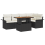 Set de Sofá de Jardín de 6 Piezas con Cojines de Polirratán Negro de , Sofás de exterior - Ref: Foro24-3358070, Precio: 438,6...
