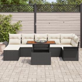 Conjunto de Sofá de Jardín de 8 Piezas con Cojines Negro Poliratán de , Sofás de exterior - Ref: Foro24-3358098, Precio: 529,...
