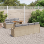 Juego de Sofá de Jardín de 8 Piezas con Cojines Beige de Ratán Poliéster de , Sofás de exterior - Ref: Foro24-3358156, Precio...