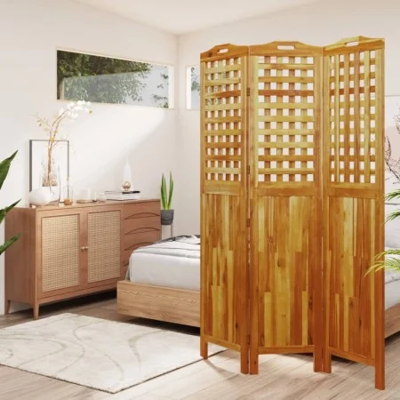 Biombo de 3 paneles de madera maciza de acacia 121,5x2x180 cm de vidaXL, Divisores de ambientes - Ref: Foro24-318547, Precio:...