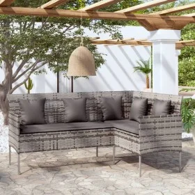 L-förmiges Sofa mit grauen synthetischen Rattankissen von vidaXL, Outdoor-Sofas - Ref: Foro24-318585, Preis: 198,72 €, Rabatt: %