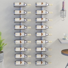 Wall wine rack for 9 bottles 2 units white iron by vidaXL, Wine racks - Ref: Foro24-340902, Price: 85,20 €, Discount: %