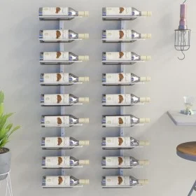 Wall wine rack for 9 bottles 2 units white iron by vidaXL, Wine racks - Ref: Foro24-340902, Price: 83,20 €, Discount: %