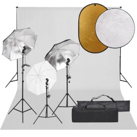 Kit de estudio fotográfico con set de luces, fondo y reflector