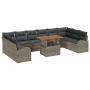 Conjunto de Sofá de Jardín de 11 piezas con Cojines Gris Ratán Poliester de , Sofás de exterior - Ref: Foro24-3358372, Precio...