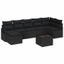 Conjunto de sofá de jardín 8 pcs Negro Poliratán