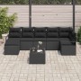 Conjunto de sofá de jardín 8 pcs Negro Poliratán