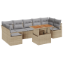 Conjunto de Sofá de Jardín de 8 Piezas con Cojines Beige Ratán Poliéster de , Sofás de exterior - Ref: Foro24-3358415, Precio...