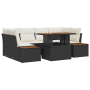 Conjunto de sofá de jardín de 6 piezas con cojines Ratán Poliéster Negro de , Sofás de exterior - Ref: Foro24-3358771, Precio...