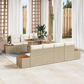 Conjunto de Sofás de Jardín de 8 Piezas con Cojines Beige de Ratán Poly de , Sofás de exterior - Ref: Foro24-3358780, Precio:...