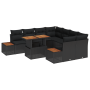 Conjunto de Sofás de Jardín de 9 Piezas con Cojines Negro de Ratán Sintético de , Sofás de exterior - Ref: Foro24-3358792, Pr...