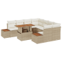 Set de Sofá de Jardín de 9 Piezas con Cojines Beige Ratán Polirratán de , Sofás de exterior - Ref: Foro24-3358795, Precio: 73...
