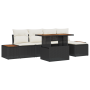 Set de sofá de jardín de 6 piezas con cojines Ratán polirratán negro de , Sofás de exterior - Ref: Foro24-3358796, Precio: 45...