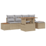 Juego de Sofás de Jardín de 6 Piezas con Cojines Beige de Ratán Poliéster by , Outdoor sofas - Ref: Foro24-3358799, Price: 48...