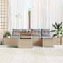 Juego de Sofás de Jardín de 6 Piezas con Cojines Beige de Ratán Poliéster by , Outdoor sofas - Ref: Foro24-3358799, Price: 48...