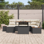 Conjunto de Sofás de Jardín de 7 Piezas con Cojines Ratán Poliéster Negro de , Sofás de exterior - Ref: Foro24-3358821, Preci...