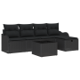Conjunto de Sofá de Jardín de 6 Piezas con Cojines Negro Ratán Poliéster de , Sofás de exterior - Ref: Foro24-3358972, Precio...