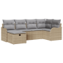 Set de Sofá de Jardín de 6 Piezas con Cojines Beige Ratán Poliéster de , Sofás de exterior - Ref: Foro24-3358979, Precio: 409...