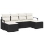 Conjunto de sofá de jardín 6 pcs Negro Poliratán