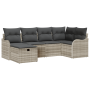 Set de Sofá de Jardín de 6 Piezas con Cojines Gris Claro de Poliratán de , Sofás de exterior - Ref: Foro24-3358981, Precio: 4...