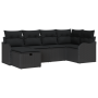 Conjunto de Sofá de Jardín de 6 Piezas con Cojines Negro Ratán Poliéster de , Sofás de exterior - Ref: Foro24-3358982, Precio...