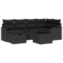 Set de Sofá de Jardín de 7 Piezas con Cojines Negro Ratán Sintético de , Sofás de exterior - Ref: Foro24-3358992, Precio: 448...