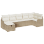 Conjunto de Sofá de Jardín de 7 Piezas con Cojines Beige Ratán