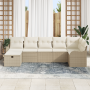 Conjunto de Sofá de Jardín de 7 Piezas con Cojines Beige Ratán