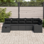 Juego de Sofá de Jardín de 7 Piezas con Cojines Negro Ratán Sintético de , Sofás de exterior - Ref: Foro24-3359002, Precio: 4...