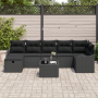 Conjunto de Sofá de Jardín de 8 Piezas con Cojines Negros Ratán Poliéster de , Sofás de exterior - Ref: Foro24-3359012, Preci...