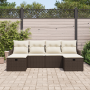 Conjunto de Sofás de Jardín de 6 Piezas con Cojines Marrón de Ratán Poliéster de , Sofás de exterior - Ref: Foro24-3359017, P...