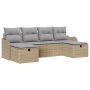 Conjunto de Sofás de Jardín de 6 Piezas con Cojines Beige Ratán Sintético de , Sofás de exterior - Ref: Foro24-3359019, Preci...
