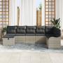 Conjunto de Sofás de Jardín de 8 Piezas con Cojines Ratán Poliratán Gris Claro de , Sofás de exterior - Ref: Foro24-3359031, ...