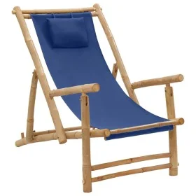 Silla de playa de bambú y lona azul marino by vidaXL, Garden chairs - Ref: Foro24-318596, Price: 56,05 €, Discount: %