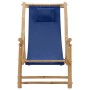 Bambus-Strandstuhl mit marineblauer Leinwand von vidaXL, Gartenstühle - Ref: Foro24-318596, Preis: 56,72 €, Rabatt: %