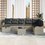 Set de Sofá de Jardín de 9 Piezas con Cojines Gris Claro Ratán Polivalente de , Sofás de exterior - Ref: Foro24-3359041, Prec...