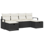 Conjunto de Sofá de Jardín de 6 Piezas con Cojines Ratán Poliéster Negro de , Sofás de exterior - Ref: Foro24-3359216, Precio...