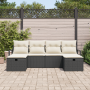 Conjunto de Sofá de Jardín de 6 Piezas con Cojines Ratán Poliéster Negro de , Sofás de exterior - Ref: Foro24-3359216, Precio...