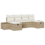 Juego de Sofá de Jardín de 6 Piezas con Cojines Beige Ratán Sintético de , Sofás de exterior - Ref: Foro24-3359420, Precio: 4...