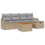 Conjunto de Sofá de Jardín de 6 Piezas con Cojines Beige de Ratán Poliéster de , Sofás de exterior - Ref: Foro24-3359476, Pre...
